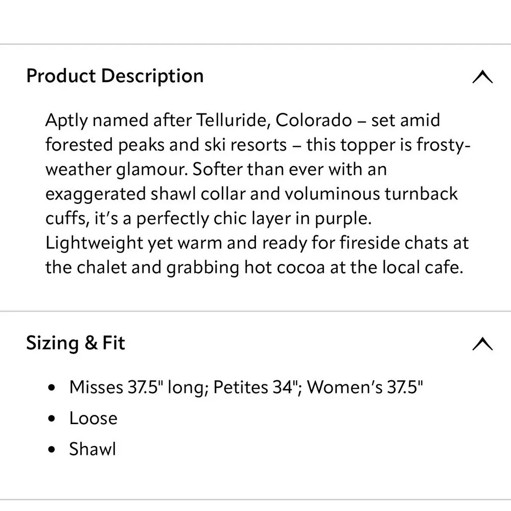 Soft Surroundings Telluride Topper Long Cardigan Size M Purple Wool Mohair - Picture 8 of 8